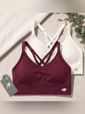 New Balance 2-Pack Sports Bras XL Sea Salt/Faded Plum Crossback Wireless